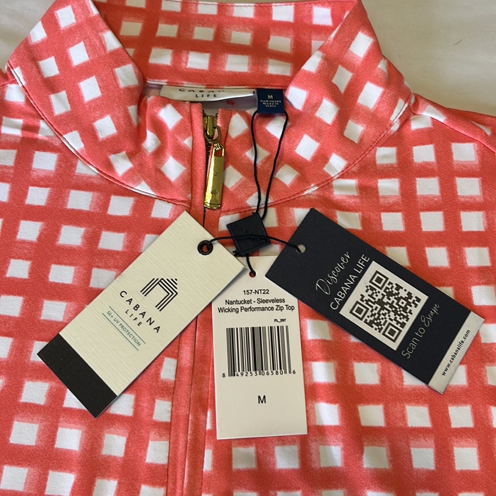 Cabana Life Nantucket Sleeveless Wicking Performance Zip Mock Neck Top NWT - Picture 5 of 9
